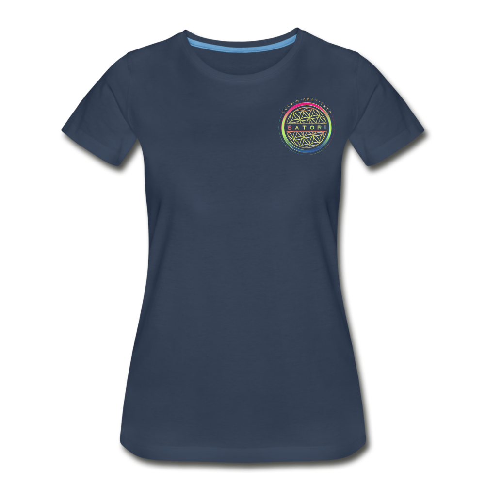 Women’s Premium Organic T-Shirt logo Front & Back Custom Print Sleeve - navy