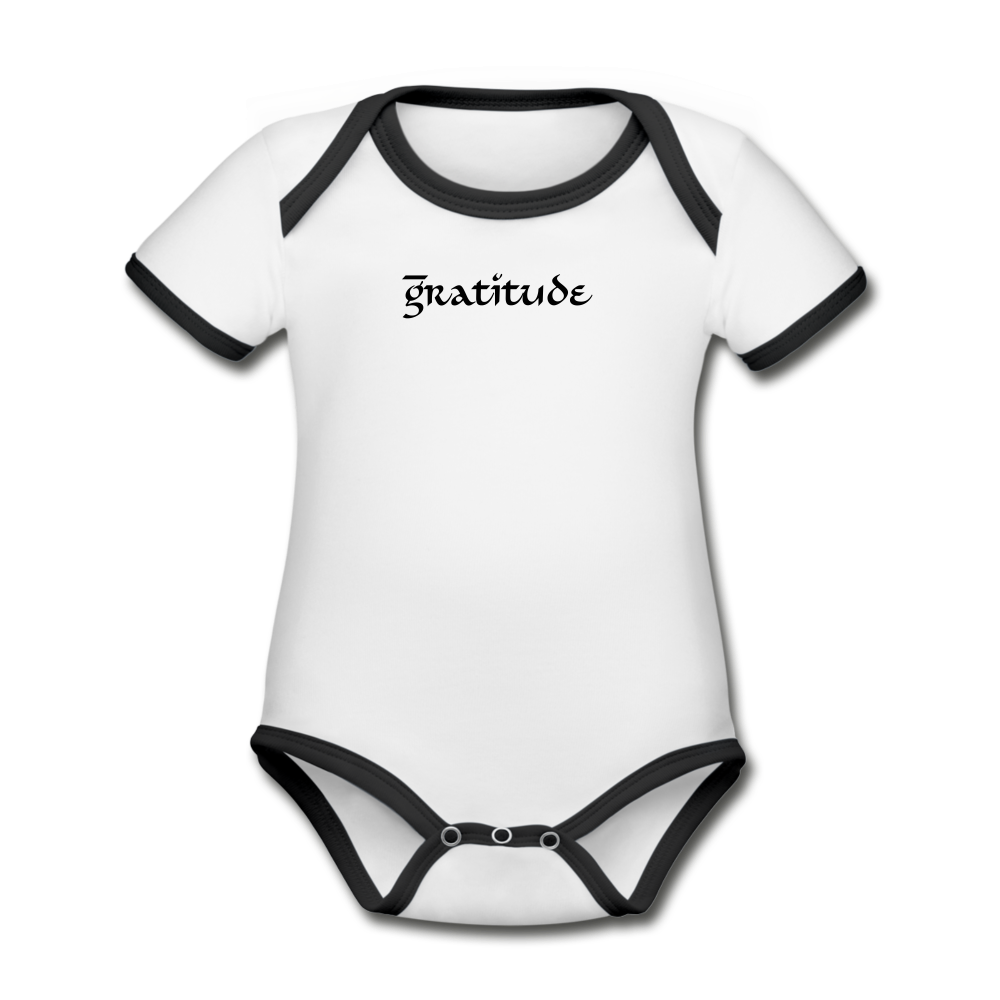 Organic Contrast Short Sleeve Baby Bodysuit - white/black