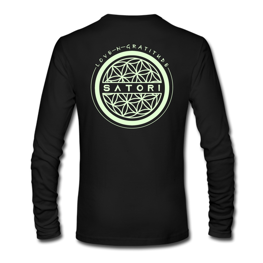 Men's Long Sleeve T-Shirt by Next Level Glow Logo & Print - black