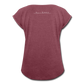Women's Roll Cuff T-Shirt Love n Gratitude on back - heather burgundy