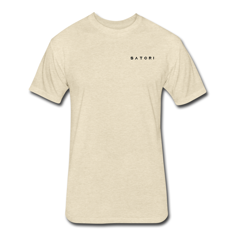 Fitted Cotton/Poly T-Shirt by Next Level Satori Front & Back - heather cream