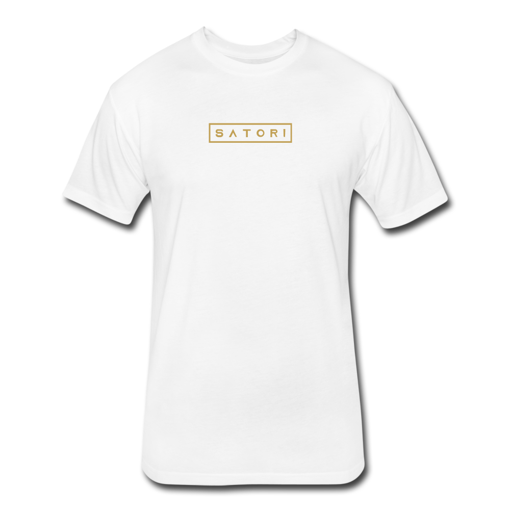 Fitted Cotton/Poly T-Shirt by Next Level Gold Logo - white