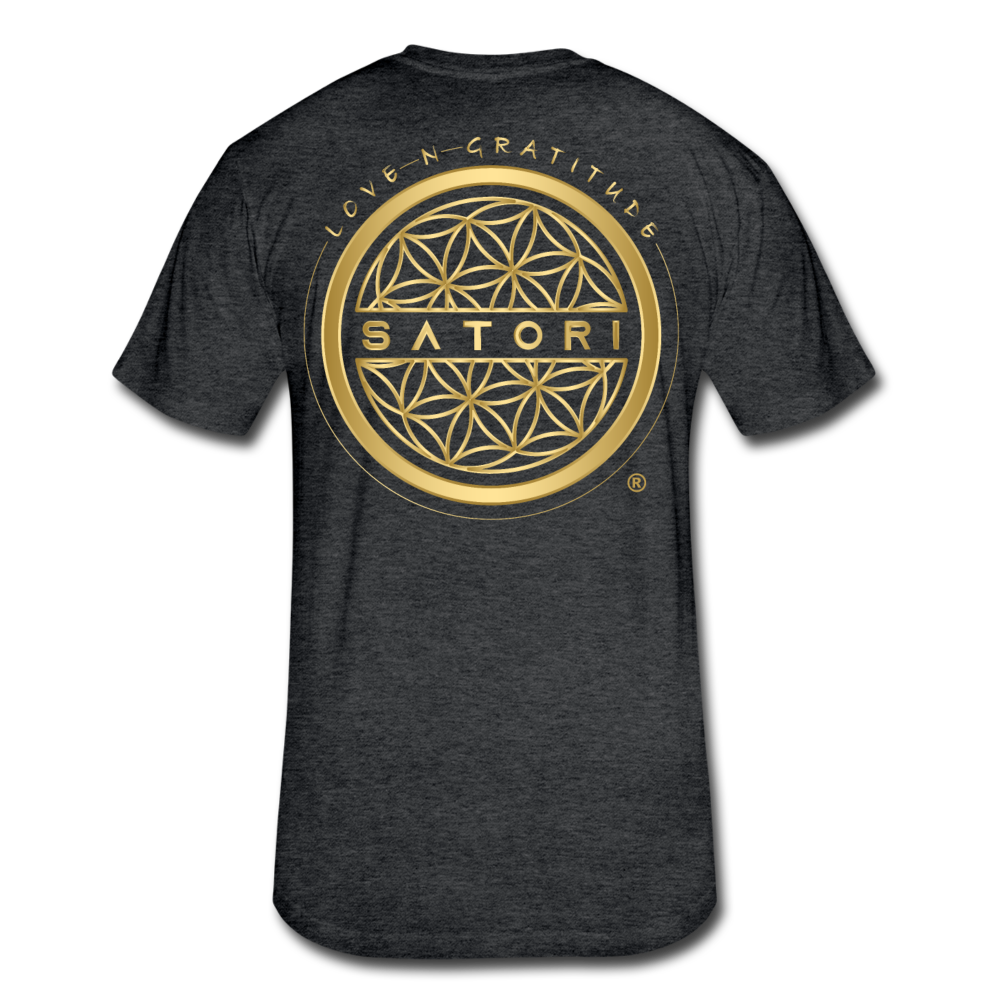 Fitted Cotton/Poly T-Shirt by Next Level Gold Logo - heather black