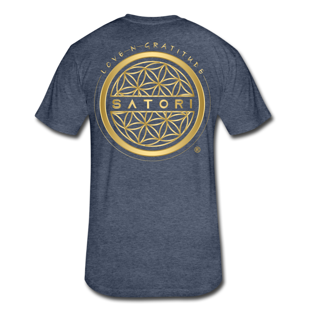 Fitted Cotton/Poly T-Shirt by Next Level Gold Logo - heather navy