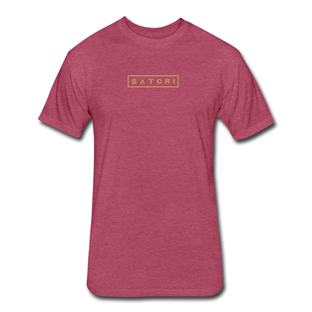 Fitted Cotton/Poly T-Shirt by Next Level Gold Logo - heather burgundy