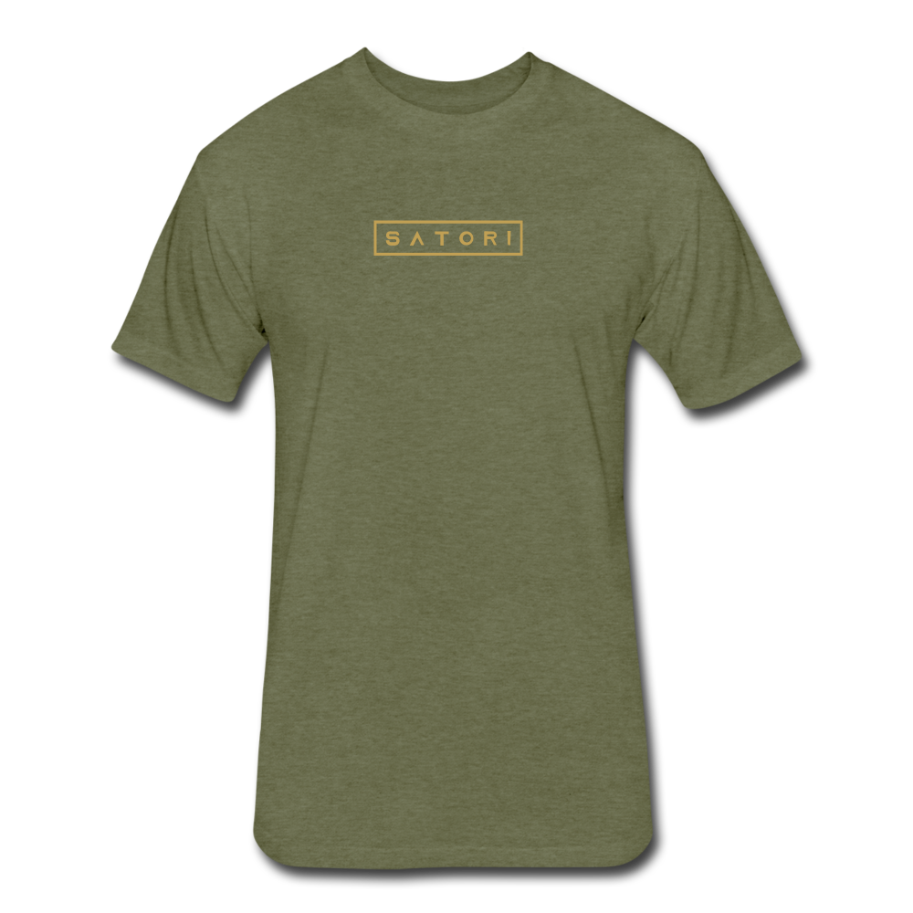 Fitted Cotton/Poly T-Shirt by Next Level Gold Logo - heather military green