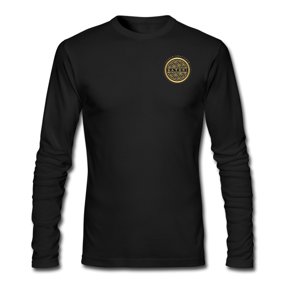Men's Long Sleeve T-Shirt by Next Level logo Front & Back - black