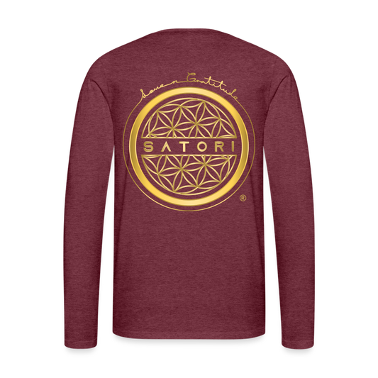 Men's Premium Long Sleeve T-Shirt Logo on Front & Back - heather burgundy